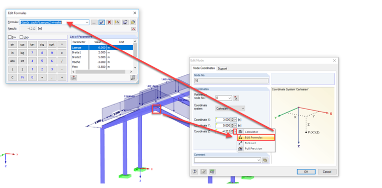 Формула редактирования для параметризации