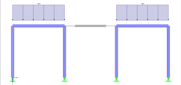 Две частичные модели, соединенные со всей моделью с помощью пружины