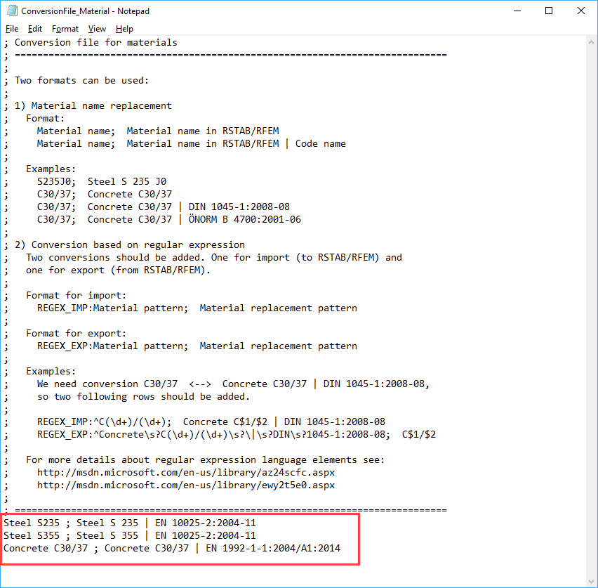 Таблица преобразования, открытая в редакторе