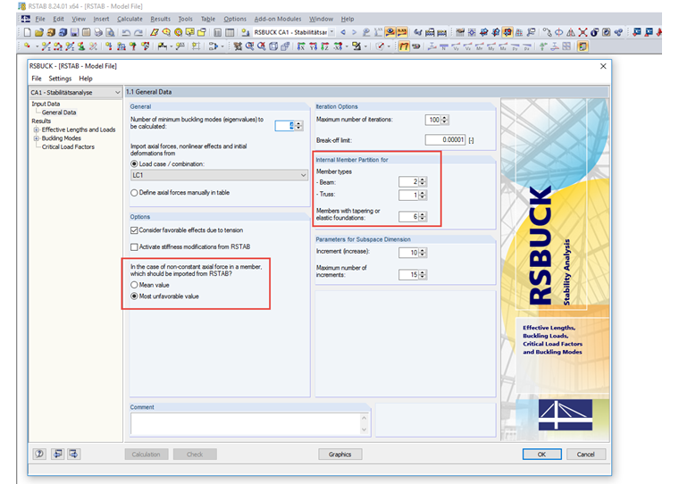 Подразделение стержней в RSBUCK
