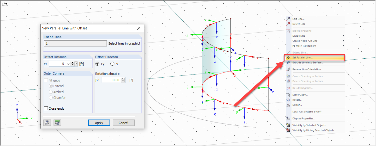задать параллельную линию