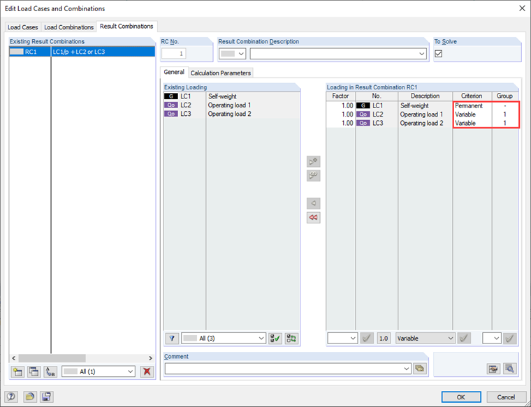 Редактирование сочетания результатов