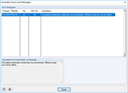 Список ошибок расчета
