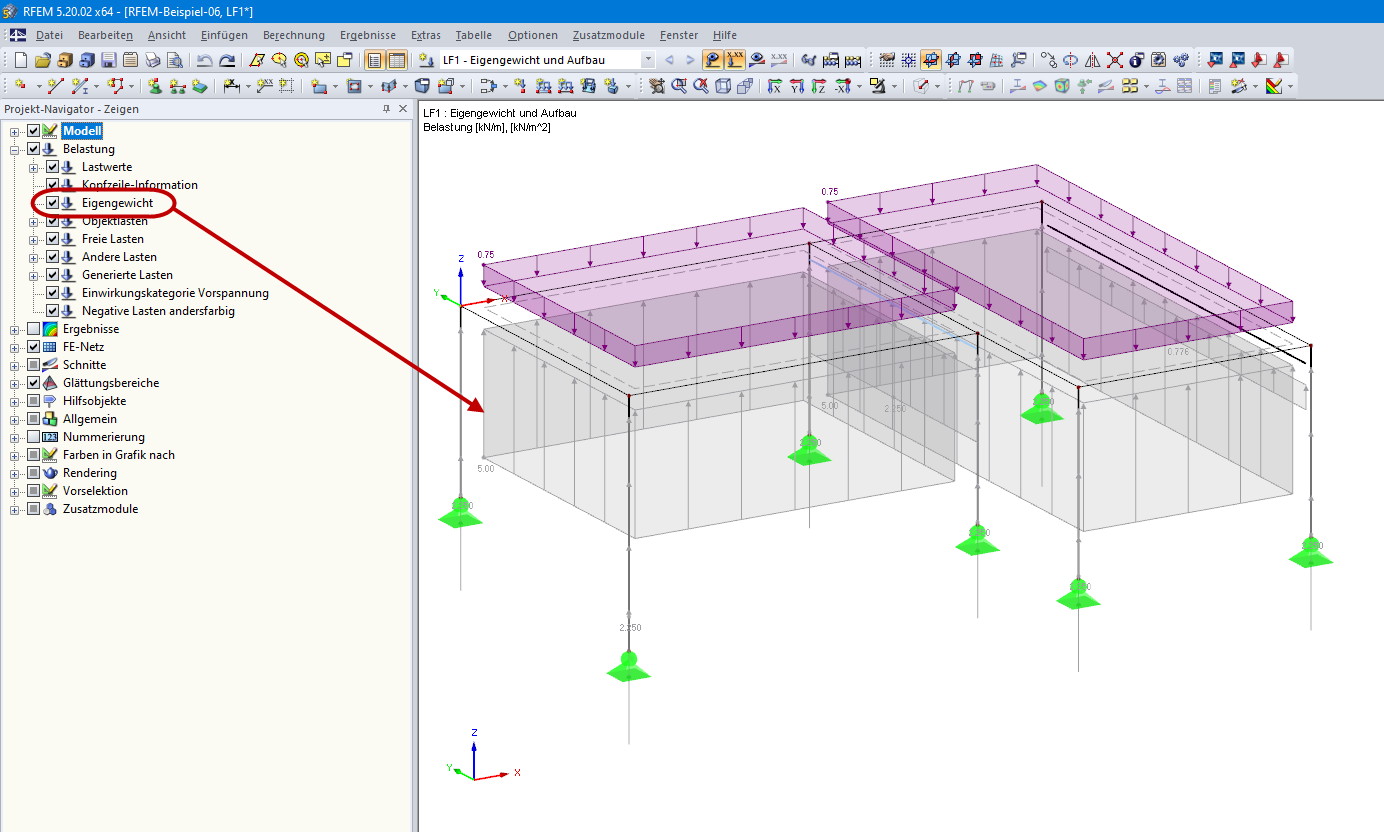 Активация графической проверки собственного веса