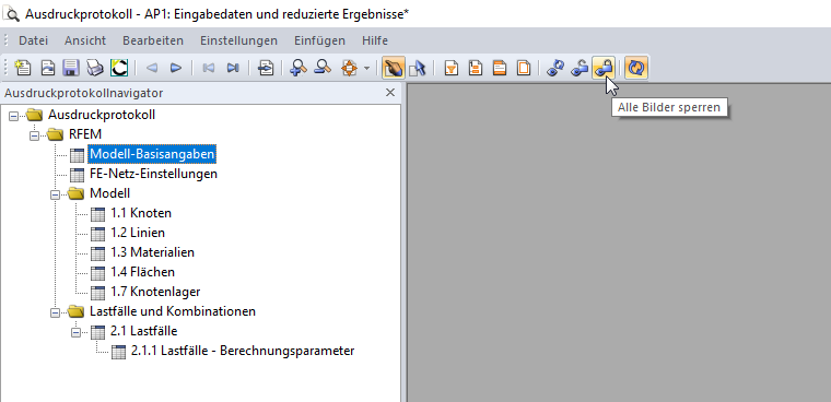 Schaltfläche zum Sperren aller Bilder
