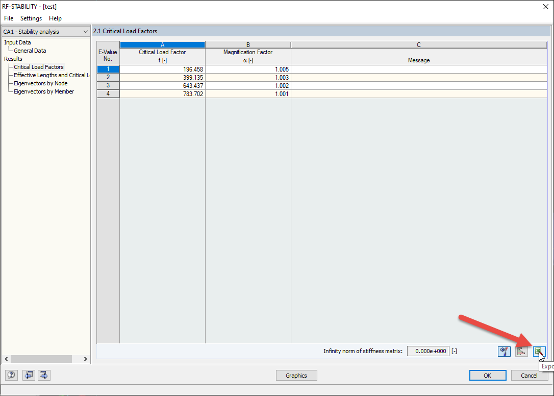 Экспорт/импорт расчетных длин из RF-STABILITY в/из EXCEL