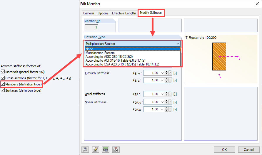 Уменьшение жесткости стержней
