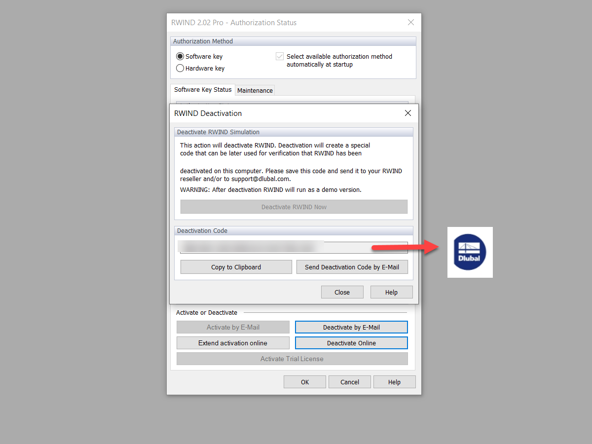 Отправка кода деактивации