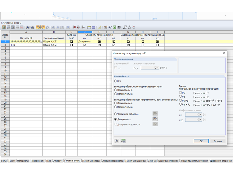 Нелинейные условия опирания