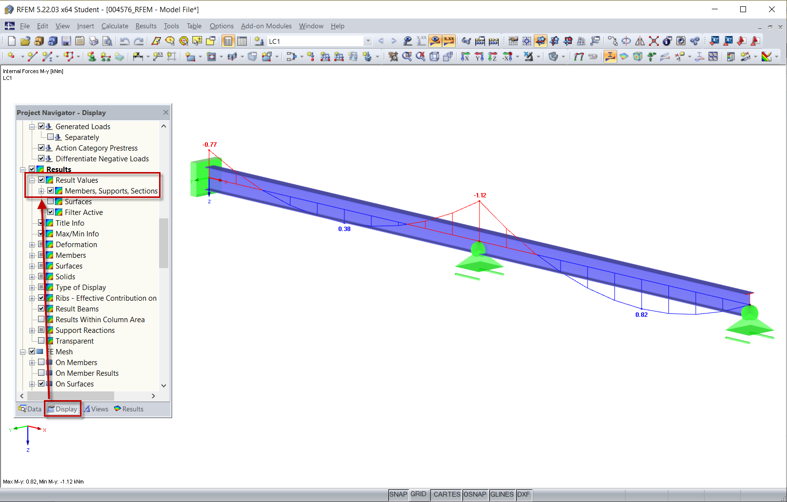 Отображение величин результатов с помощью навигатора «Изобразить»