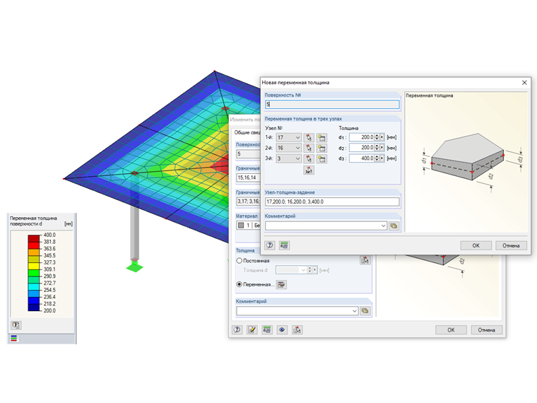 Поверхности с переменной толщиной