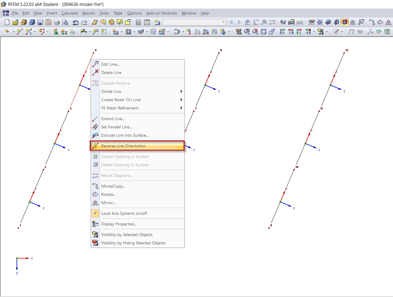 Переориентировать линию