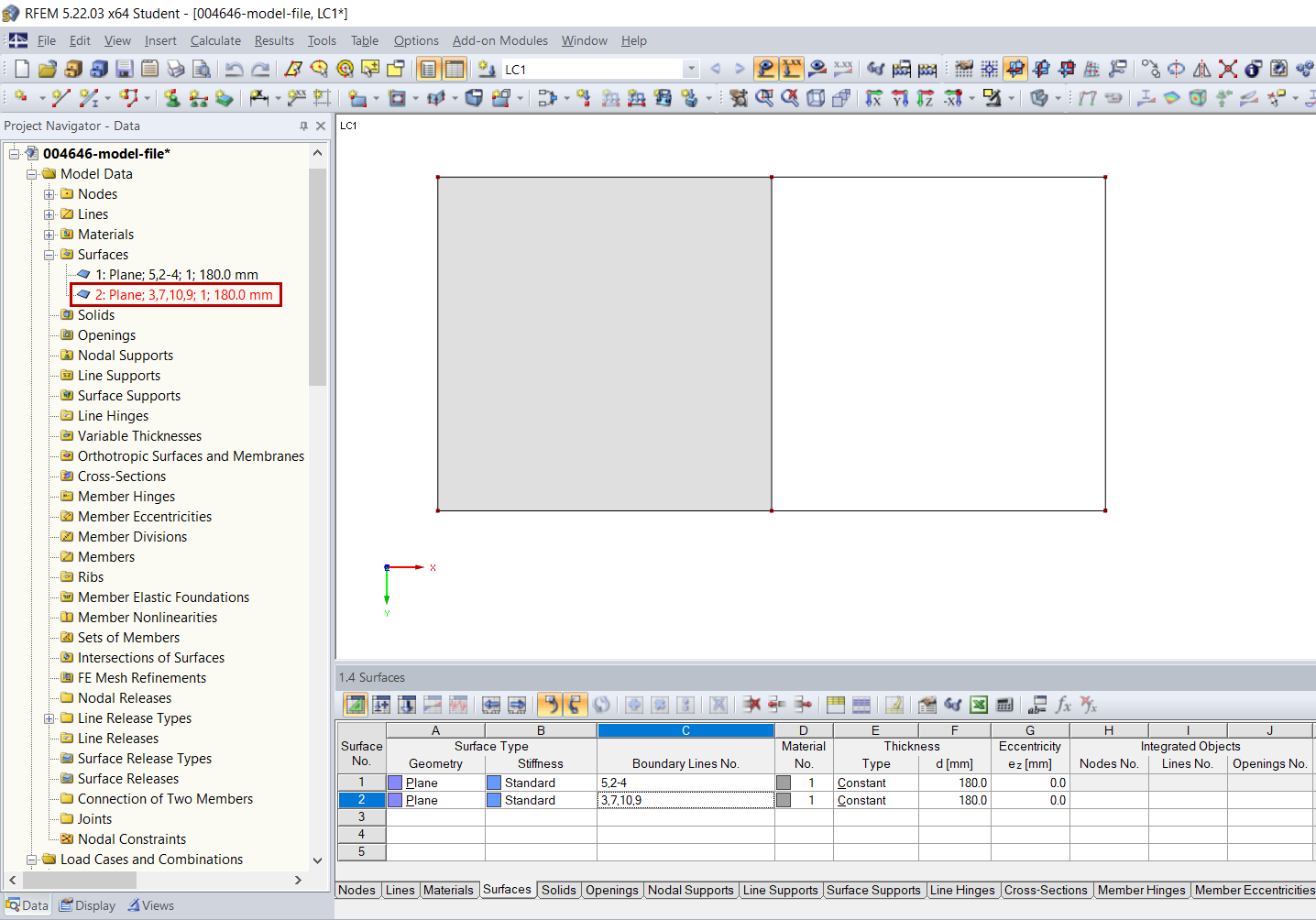 Навигатор проектов - Данные: Определение неправильно заданной поверхности