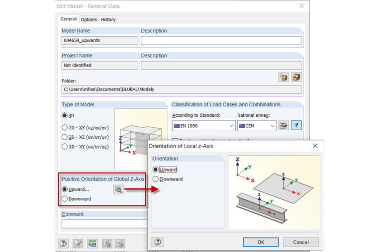 Общие данные с определением осей