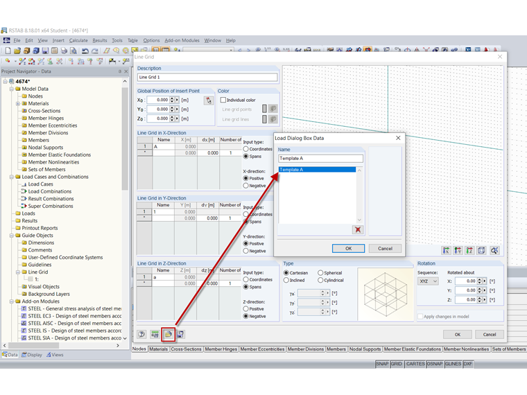 Загрузка шаблона