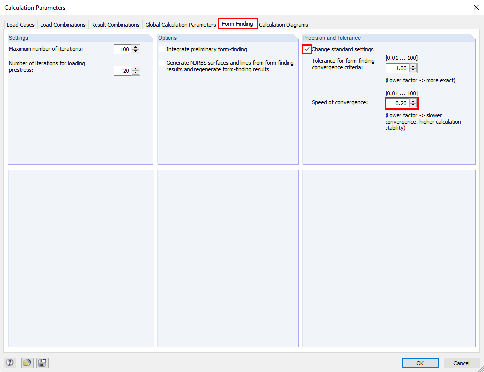 Настройка меньшей скорости у расчета для поиска формы.
