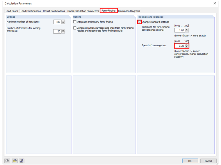 Настройка меньшей скорости у расчета для поиска формы.