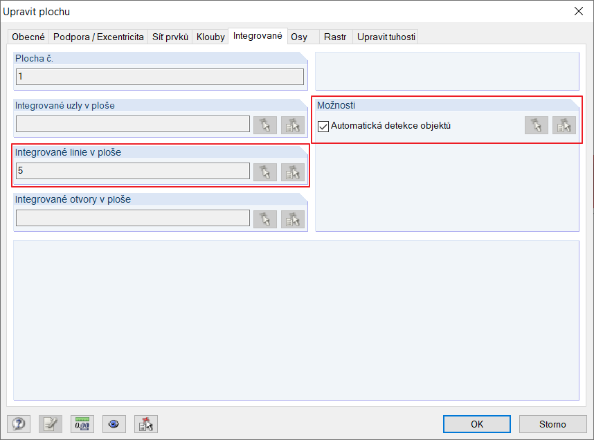Диалоговое окно «Изменить поверхность» → «Интегрированные»