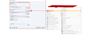 Множественный выбор, контекстное меню (справа) и диалоговое окно «Изменить стержень» (слева)