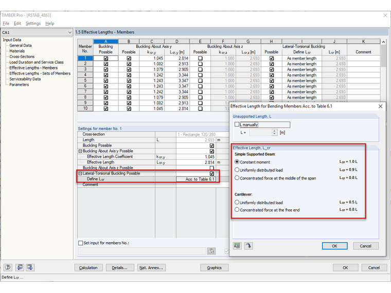 Настройка расчетной длины