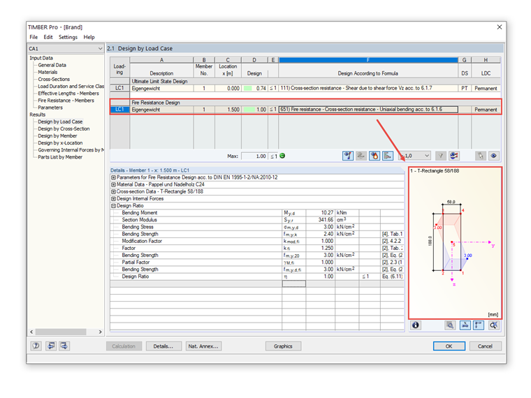 Отображение сечения для расчета огнестойкости