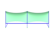 Стальная мембранная конструкция, вид в направлении оси X