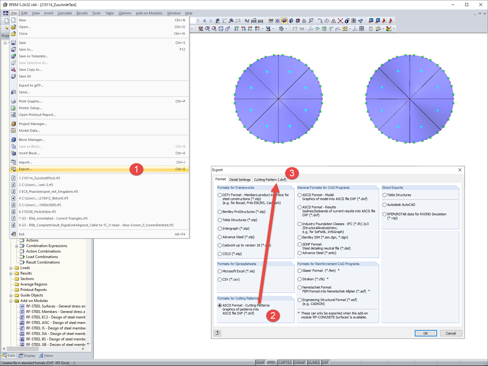 RFEM Export - Форматы для раскройных форм