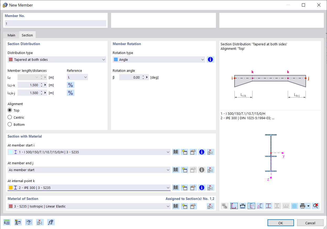 Определение стержня с коническим поперечным сечением с обеих сторон