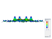 Деформированная сетка КЭ после поиска формы, вид по оси X, деформация