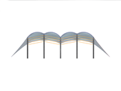 Павильон с мембранной крышей, вид по оси X