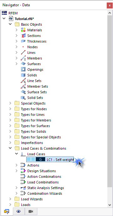 «LC1 - Собственный вес» в навигаторе