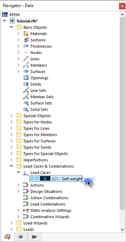 «LC1 - Собственный вес» в навигаторе