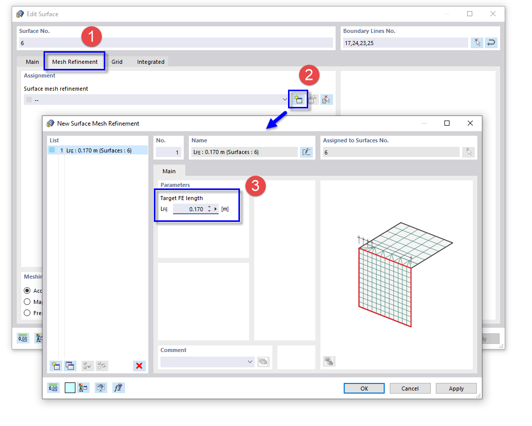 Определение «целевой длины КЭ» уточнения
