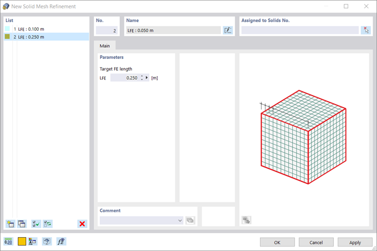 ' Диалоговое окно «Новое уплотнение сетки тела» '