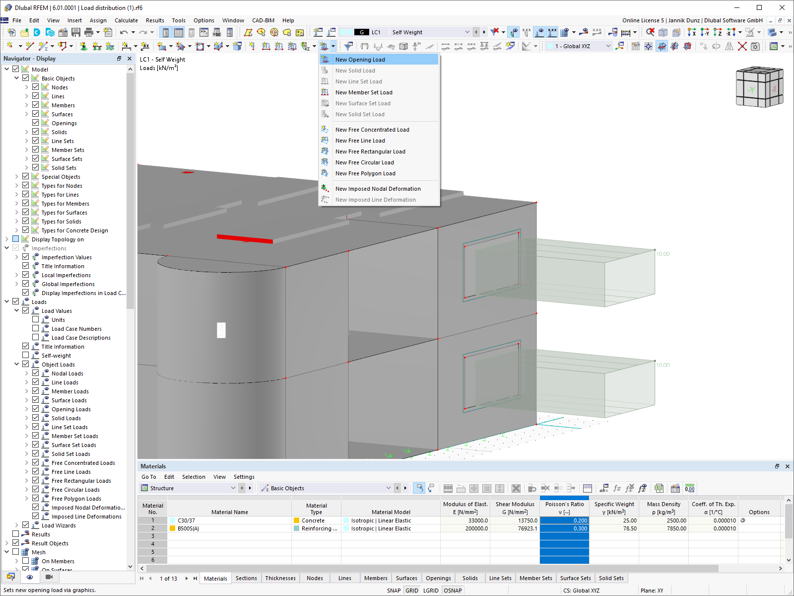 Нагрузка на отверстие