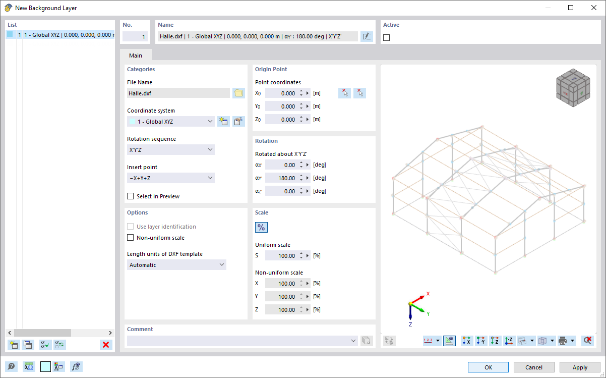 Диалоговое окно ' Новый фоновый слой '