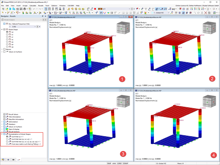 FAQ 005159 | Где можно в RFEM 6/RSTAB 9 настроить стандартизацию формы колебаний?