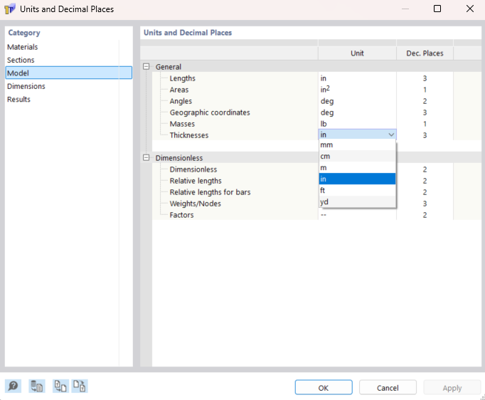 Настройка единиц