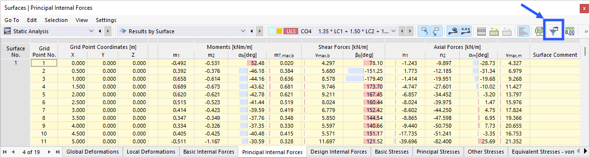 Открытие Диспетчера таблиц результатов