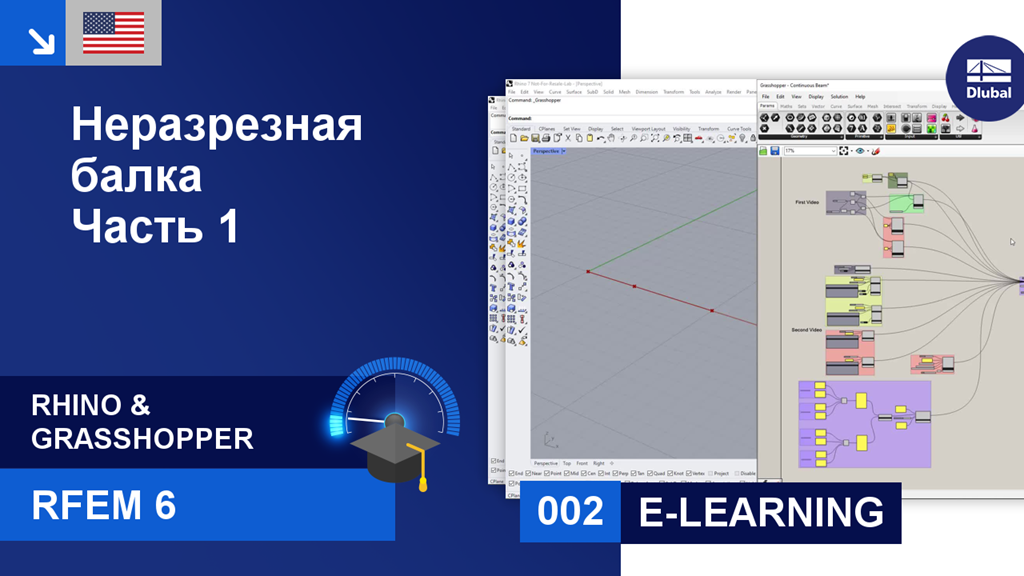 Учебное пособие, демонстрирующее начальные шаги для моделирования неразрезной балки в RFEM 6 с использованием Rhino-Grasshopper