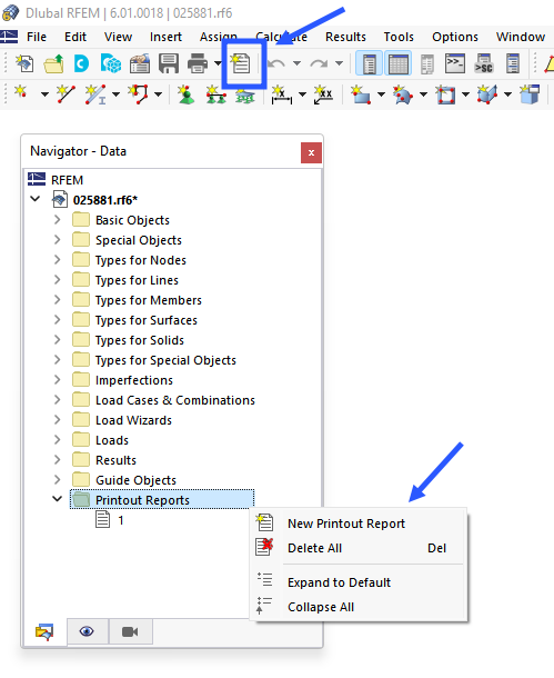 Кнопка «Новый протокол результатов» и контекстное меню