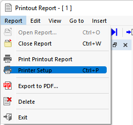 Открытие настроек принтера в меню протокола результатов