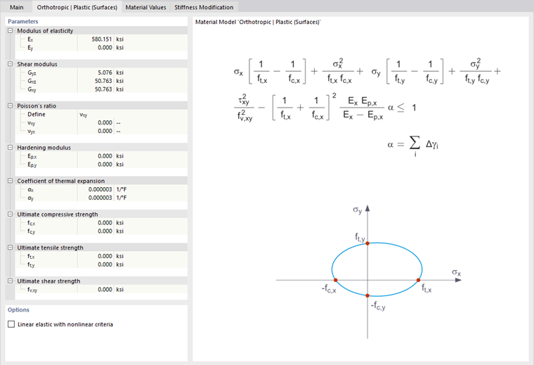 Модель материала «Ортотропная | Пластик (поверхности) »