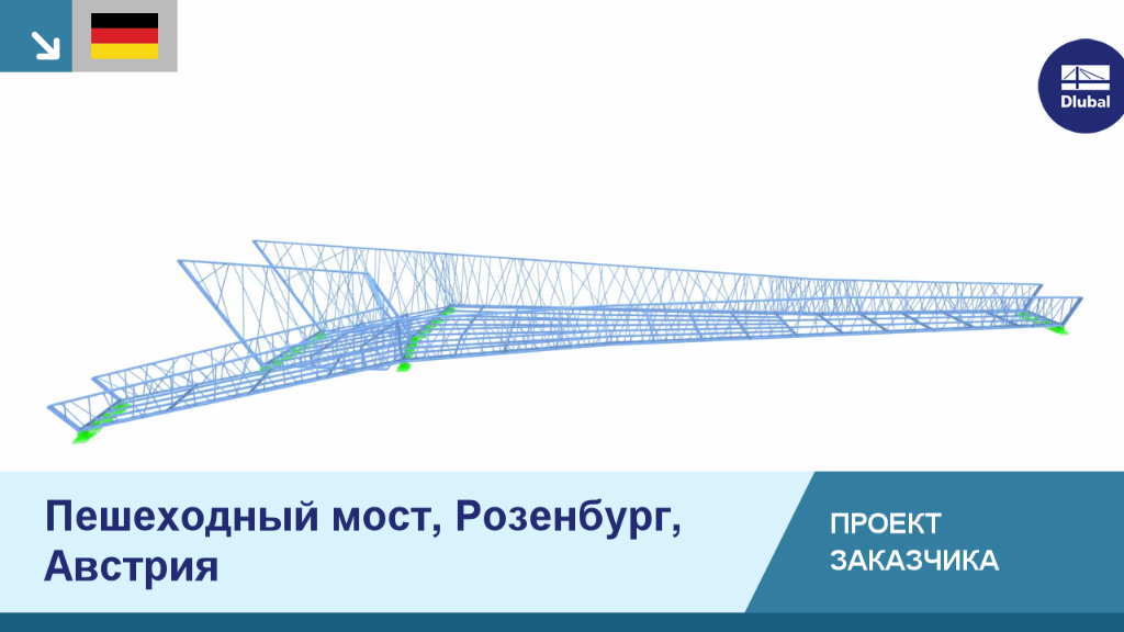 Пешеходный мост через речной ландшафт в Розенбурге, Австрия