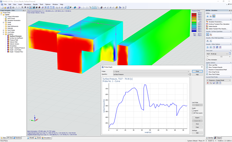 График вдоль кривой