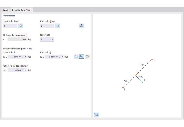 Задание точки между двумя точками
