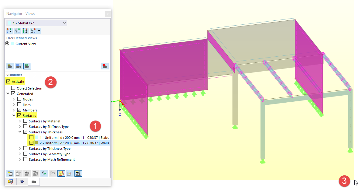 Выбор всех поверхностей стен с помощью видимости