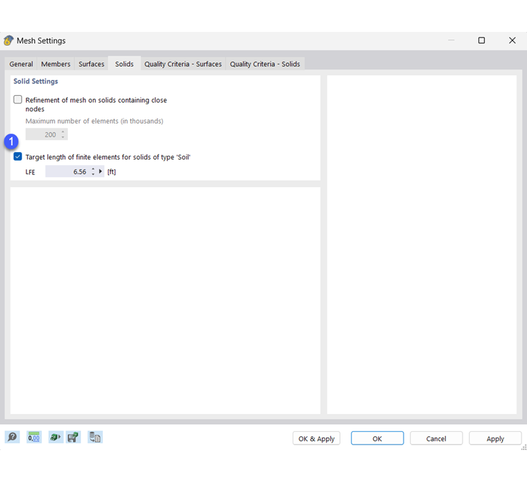 Настройки сетки для массивов грунта