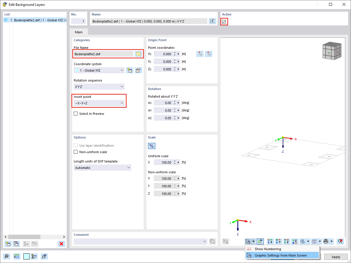 FAQ 005220 | Как вставить файл DXF в качестве фонового слоя в RFEM 6 или RSTAB 9?