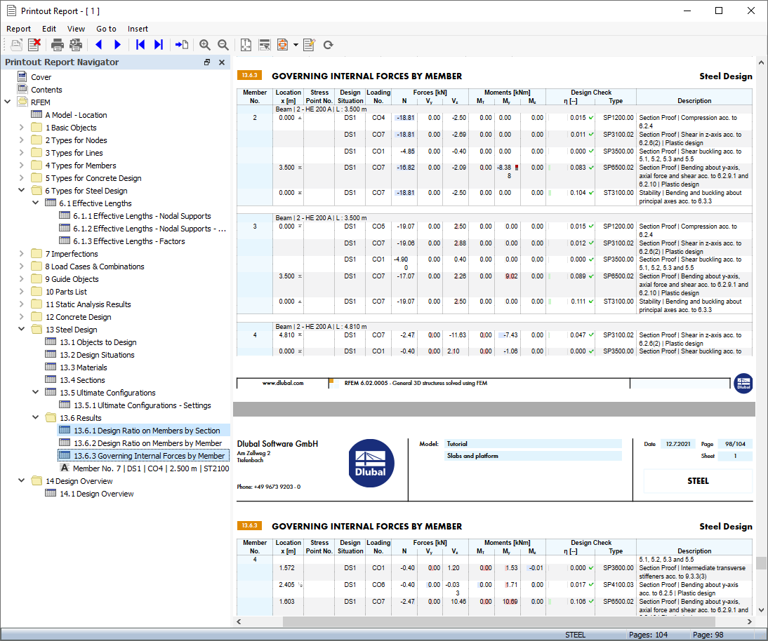 Отчет с печатью, включающий дополнительные разделы